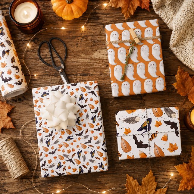Whimsical Halloween Pattern Wrapping Paper Sheet (Whimsical Halloween Gift Wrap)