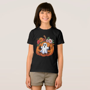 Whimsical Halloween Pumpkin  Playful Ghost T-Shirt Tri-Blend Shirt