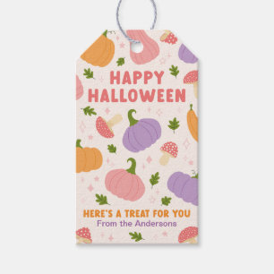 Whimsical Halloween Pumpkins and Mushrooms Gift Tags