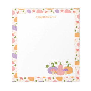 Whimsical Halloween Pumpkins and Mushrooms Notepad