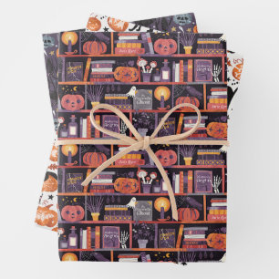 Whimsical Halloween Pumpkins Set of Three Wrapping Paper Sheet