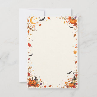Whimsical Halloween Witch & Friends Greeting Card