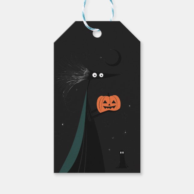 Whimsical Halloween Witch Gift Tag - 3 Colours (Front)