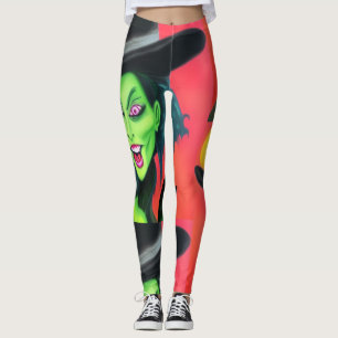 Whimsical Halloween Witch Leggings