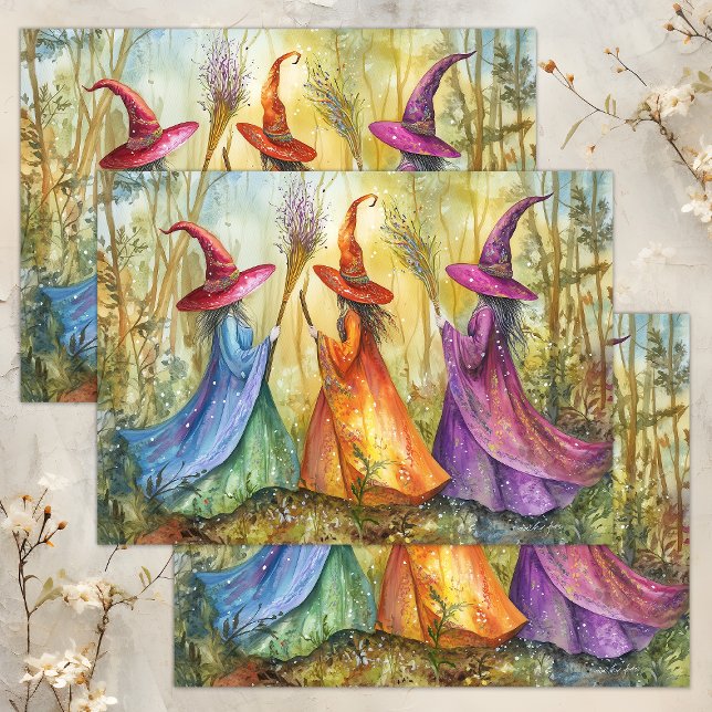 WHIMSICAL HALLOWEEN WITCHES DECOUPAGE TISSUE PAPER (WHIMSICAL HALLOWEEN WITCHES DECOUPAGE TISSUE PAPER)