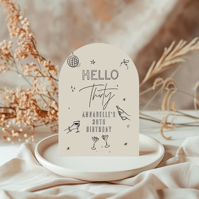 whimsical hand drawn 30th birthday drinks party invitation (Creator Uploaded)