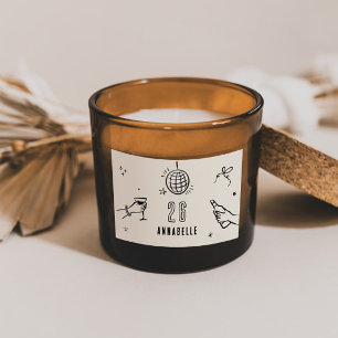 whimsical hand drawn 30th birthday drinks party rectangular sticker