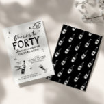 whimsical hand drawn 40th birthday drinks party invitation<br><div class="desc">Cheers to 40  years. Black and white whimsical hand drawn 40th birthday birthday drinks cocktail wine coquette party invite.</div>