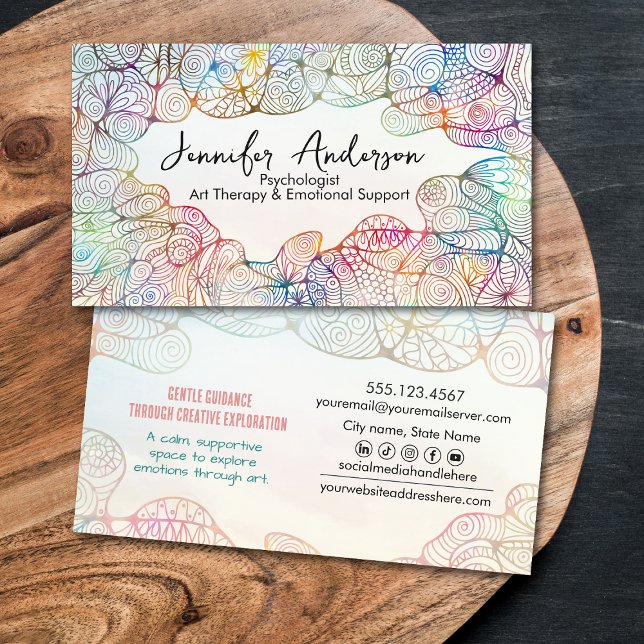 Whimsical Hand-Drawn Art Therapist  Business Card (Creator Uploaded)