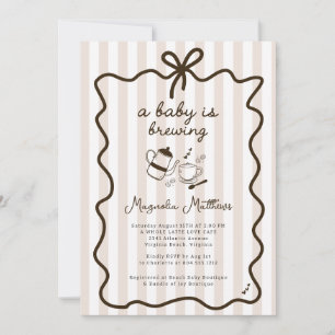 Whimsical Hand Drawn Baby is Brewing Baby Shower Invitation