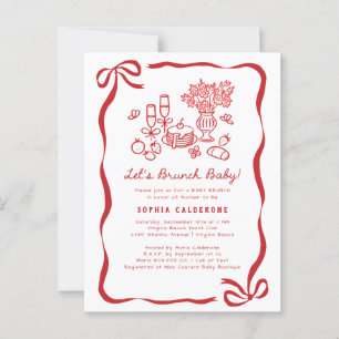 Whimsical Hand Drawn Baby Shower Brunch  Postcard