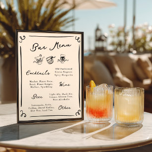 Whimsical Hand Drawn Bar Menu Poster