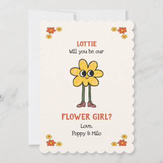Whimsical Hand Drawn Be My Flower Girl Proposal Card