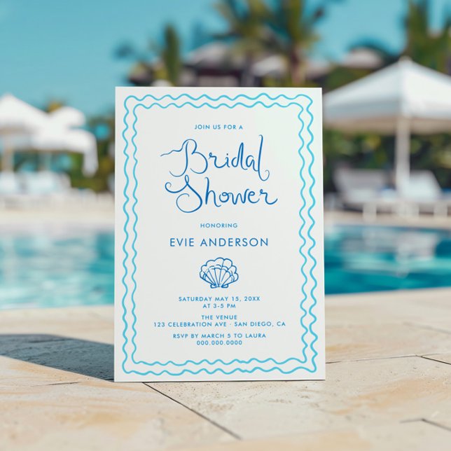 Whimsical Hand Drawn Beach Bridal Shower Invitation (Creator Uploaded)