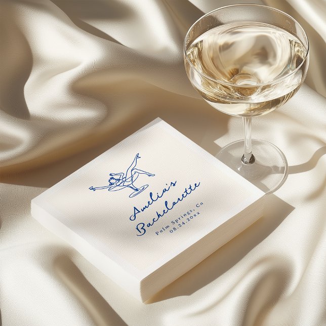 Whimsical Hand Drawn Blue Bachelorette Napkin (Creator Uploaded)