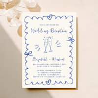 Whimsical Hand Drawn Blue Cream Wedding Reception