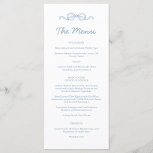 Whimsical Hand Drawn Blue Illustrated Wedding Menu