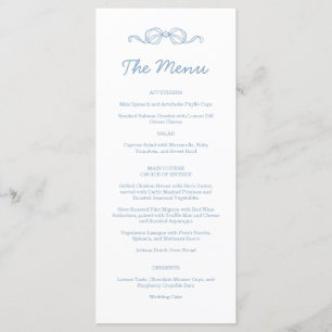 Whimsical Hand Drawn Blue Illustrated Wedding Menu