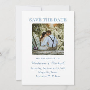 Whimsical Hand Drawn Blue Illustrated Wedding Save The Date