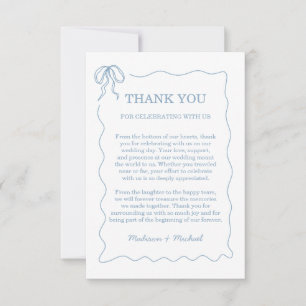 Whimsical Hand Drawn Blue Illustrated Wedding Thank You Card