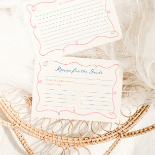 Whimsical Hand Drawn Blue & Pink Recipe Enclosure Card