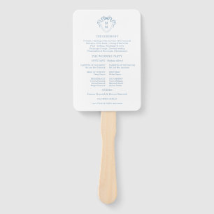 Whimsical Hand Drawn Blue Wedding Detail Cards Hand Fan