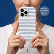 Whimsical Hand Drawn Blue White Pastel Stripe Line
