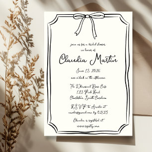 Whimsical Hand Drawn Bow Bridal Shower Invitation