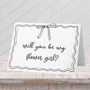 Whimsical Hand Drawn Bow Cute Flower Girl Proposal Card