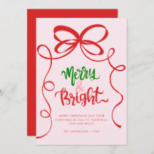 Whimsical Hand Drawn Bow Frame Merry & Bright 