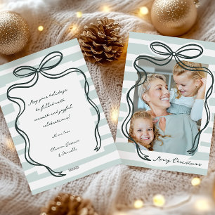 Whimsical Hand-drawn Bow Frame Photo Christmas  Holiday Card