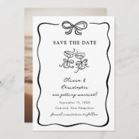 Whimsical Hand Drawn Bow Frame Save the Date