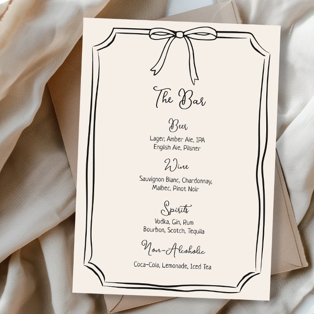 Whimsical Hand Drawn Bow Girly Coquette Chic Menu (Creator Uploaded)
