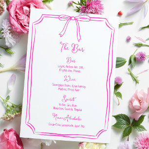 Whimsical Hand Drawn Bow Girly Coquette Pink Menu