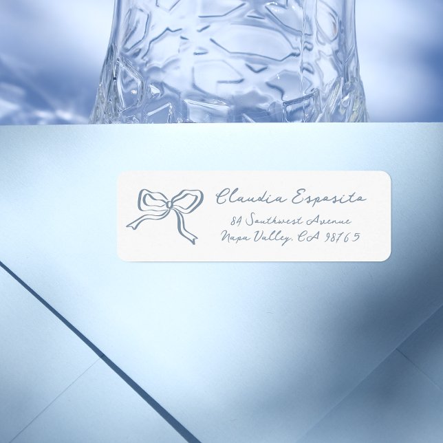 Whimsical Hand Drawn Bow Illusturated Blue (Return Address label Mock-up)