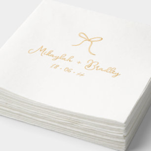 Whimsical Hand Drawn Bow Personalised Wedding  Foil Napkins