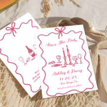 Whimsical Hand Drawn Bow Wedding Save The Date