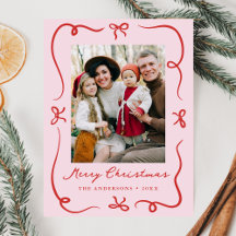 Whimsical Hand-Drawn Bows Pink and Red Photo