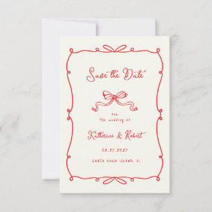 Whimsical Hand Drawn Bows Save the Date Card
