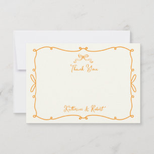 Whimsical Hand Drawn Bows Wedding Thank You Card