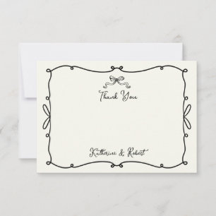 Whimsical Hand Drawn Bows Wedding Thank You Card