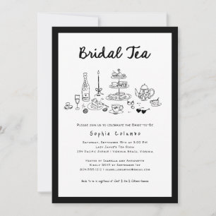 Whimsical Hand Drawn Bridal Shower Bridal Tea  Invitation