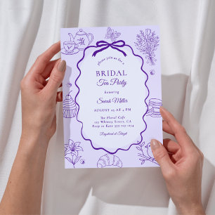 Whimsical Hand Drawn Bridal Shower Tea Party Invitation