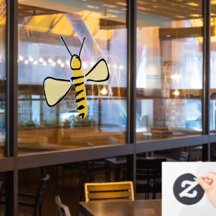 Whimsical Hand Drawn Bumble Bee Doodle Window Cling