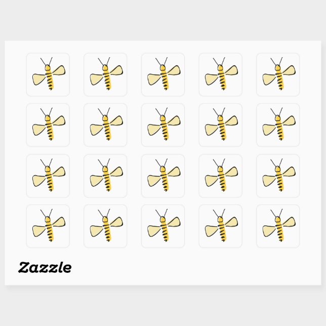 Whimsical Hand Drawn Bumble Bee stickers (Sheet)