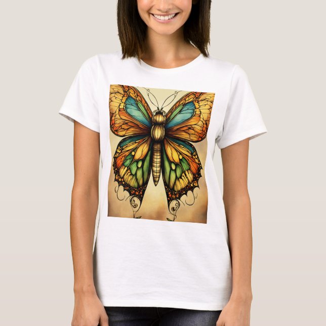 Whimsical Hand-Drawn Butterfly T-Shirt (Front)