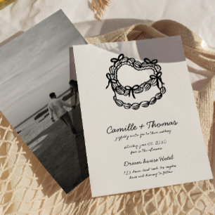 Whimsical Hand-Drawn Cake Photo Wedding Invitation