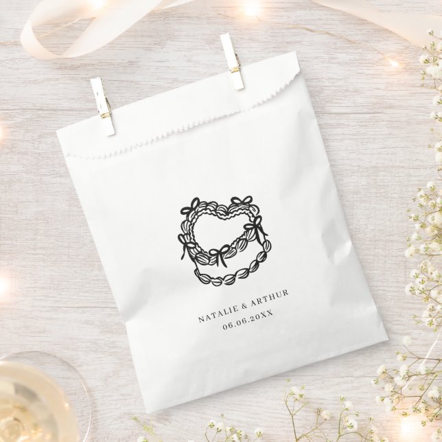 Whimsical Hand-Drawn Cake Wedding Favour Bags (Clipped)