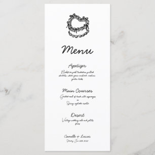 Whimsical Hand-Drawn Cake Wedding Menu