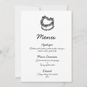 Whimsical Hand-Drawn Cake Wedding Menu Invitation